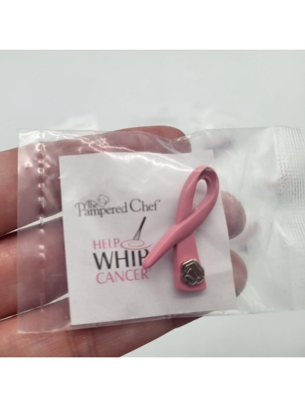The Pampered Chef "Help Whip Cancer" Pink Ribbon Pins Breast Cancer Awareness - Picture 2 of 4